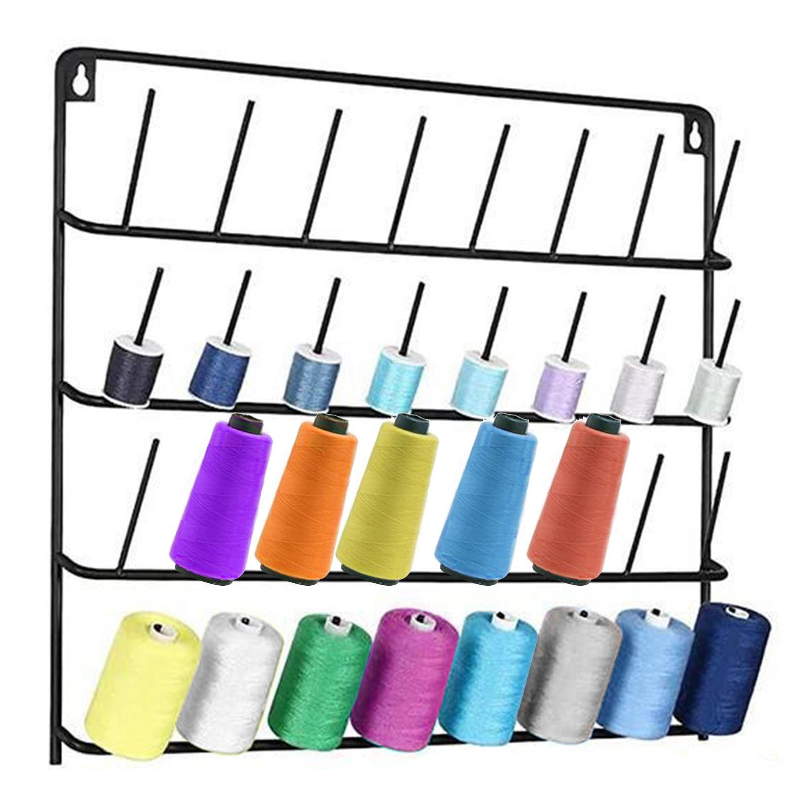 Wxqbjtam 32 Spool Iron Sewing Threads Rack Holder -Thread Organiser Stand Holder - Wall Mounted - Metal Sewing Spool Holder for Embroidery, Quilting
