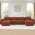 thumbnail image 2 of Eyisean 140'' Boneless Couch with Tufted, U Shaped Sectional Couches For Living Room, 4 Seater Cloud Couch with Ottoman, Retro Velvet Floor Sofa for Bedroom, No Assembly Required, 2 of 17