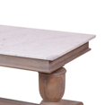 Benjara Agy 49 Inch Coffee Table, White Marble Top, Trestle Base, Brown