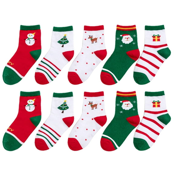 Chidian 5 Pairs Christmas Socks Cotton Socks Kids Warm Socks Novelty Socks Holiday Supplies