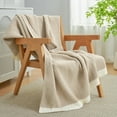 thumbnail image 5 of Chenille Waffle Knit Reversible Throw Blanket  for Couch, Cozy Blanket for Women, Girls, 50" X 60",Beige, 5 of 6