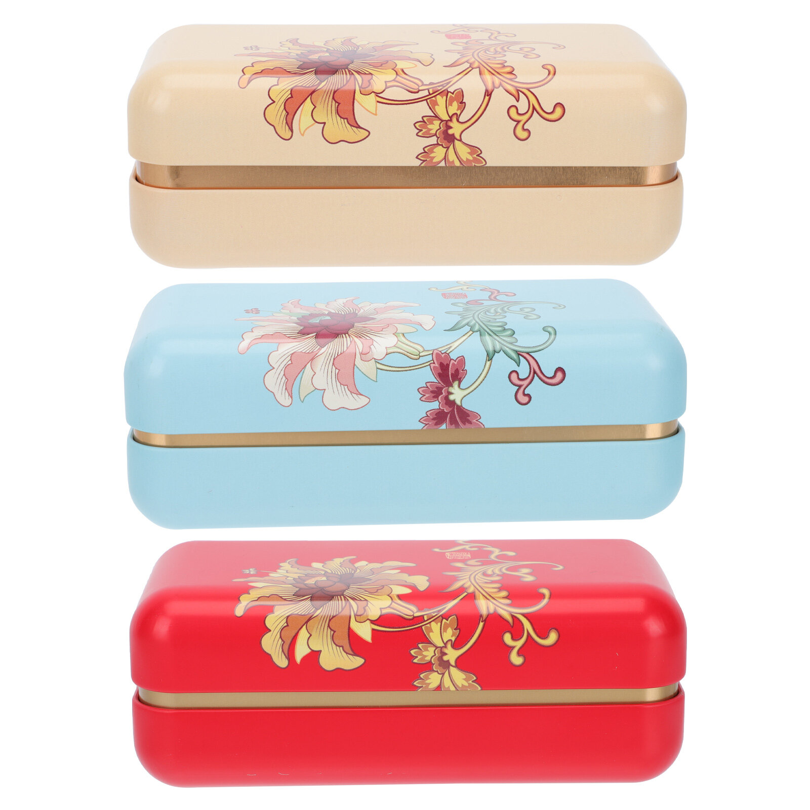 3Pcs Tea Storage Boxes Decorative Flower Pattern Tea Tins Practical Tea