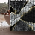 thumbnail image 4 of 4 Piece Marble Shower Curtain Set Gold Crack Line Crystal Geometric Black Gray Bathroom Decorative Rug, 4 of 9