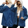 thumbnail image 2 of Zoeecloth Women's Denim Jacket Coats Jean Coats Outwear Spring Fall Buttons Oversize Long Sleeve Denim Female Top S-XXL, 2 of 9