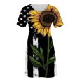 thumbnail image 3 of KIHOUT Plus Size Dresses For Women Clearance Independence Day Women Summer Casual Boho Crewneck Short Sleeve Round-Neckl Print Beach Mini Dress, 3 of 5