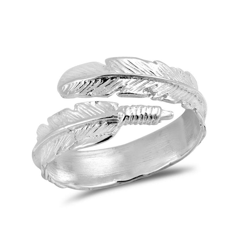 Spiritual Embrace Feather Wrap Sterling Silver Ring 7 Walmart
