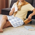 thumbnail image 3 of Wukai Blue Checkboard Men’s Short Pajama Pants With Pockets Soft Sleep Pj Shorts for Men-4X-Large, 3 of 6