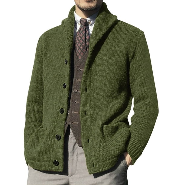 Gibobby Sueter Cardigan Casual Sueter casual de punto con cuello en V y botones para hombre Verde M Walmart en linea