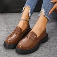 thumbnail image 5 of Hinvhai Womens Fashion Classic Chunky Heeled Loafers,Casual Comfort Clearance Non Slip Bussiness Dress Shoes for Women Brown 9.5(43), 5 of 8