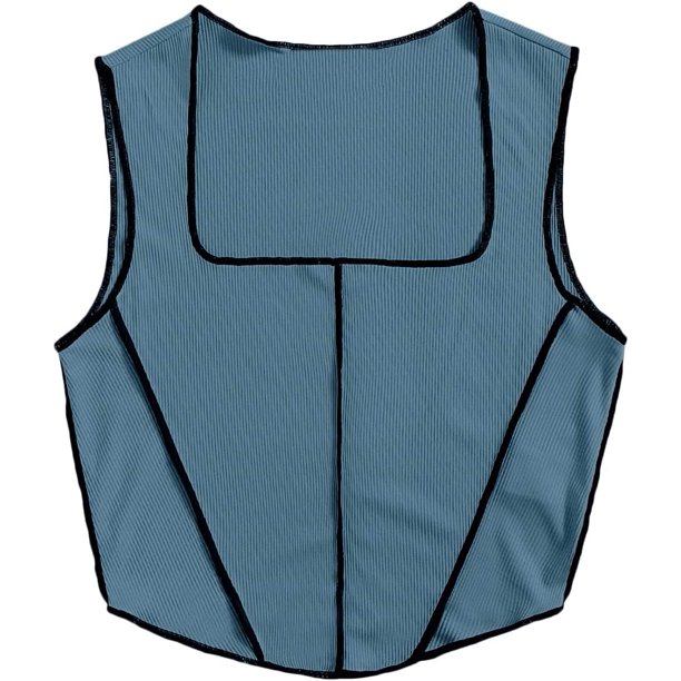 Camiseta sin mangas de punto acanalado asimétrico para mujer, cuello cuadrado, sin mangas Dusty Blue G Dusty Blue G Xishao ropa