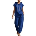 thumbnail image 2 of Maqroz Summer Outfits for Women 2 Piece Sleeveless Hooded Tank Tops Drawstring Jogger Sweatpants Casual Athletic Activewear Muscle Shirts Matching Tracksuits Sets, 2 of 9