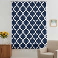 thumbnail image 3 of Navy Blue Morocco Pattern Sheer Curtains 45 Inches Long, White Moroccan Geometric Art Light Filering Curtains, Breathable Simi Curtain Privacy Drapes for Kitchen Bathroom Small Window Treatment, 3 of 9