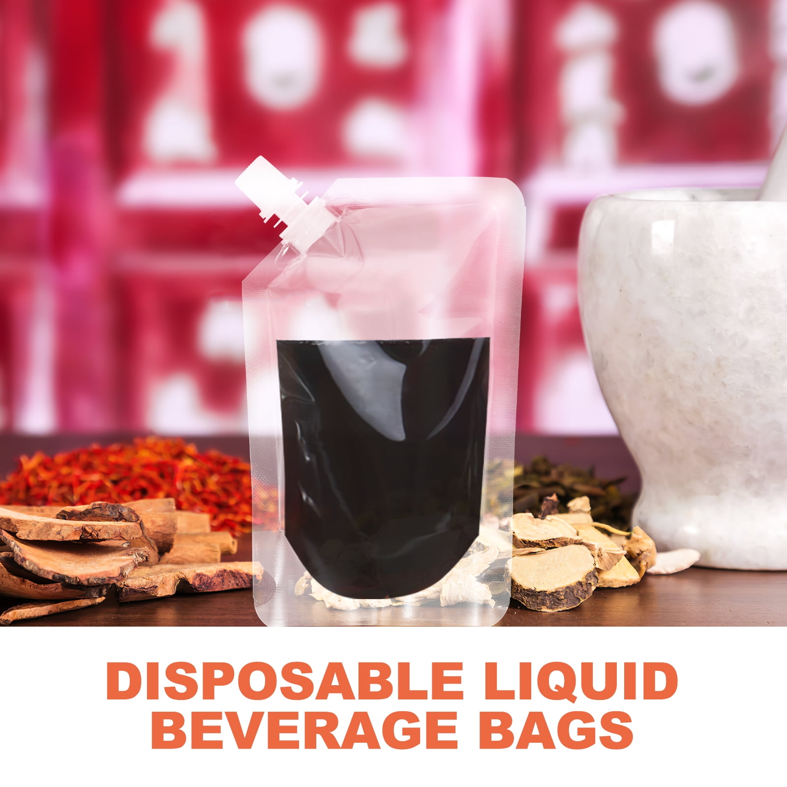 1 Set of Disposable Liquid Beverage Bags Plastic Spout Juice Beverage Pouches for Party Walmart