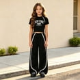 thumbnail image 2 of HCNTES Tween Girls Clothes 2PCS Sets Short Sleeve Letter NEW YORK USA EXTRAORDINARY Print Crop Tops & Flare Pants Summer Outfits Teen Girls School Clothing Set 5T-14T, 2 of 6