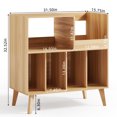 thumbnail image 2 of Large Record Player Stand, Vinyl Record Storage Cabinet, Mid-Century Turntable Stand Table Holds Up to 300 Albums Living Room Bedroom Office, Natural Wood, 2 of 8