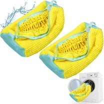 GoXteam Shoe Washing Machine Bag, Sneaker Chenille Laundry Bag for Shoes, Reusable and Durable Shoe Laundry Bag for Washer and Dryer, for All Shoe Types and Sizes, Yellow, 2PCS