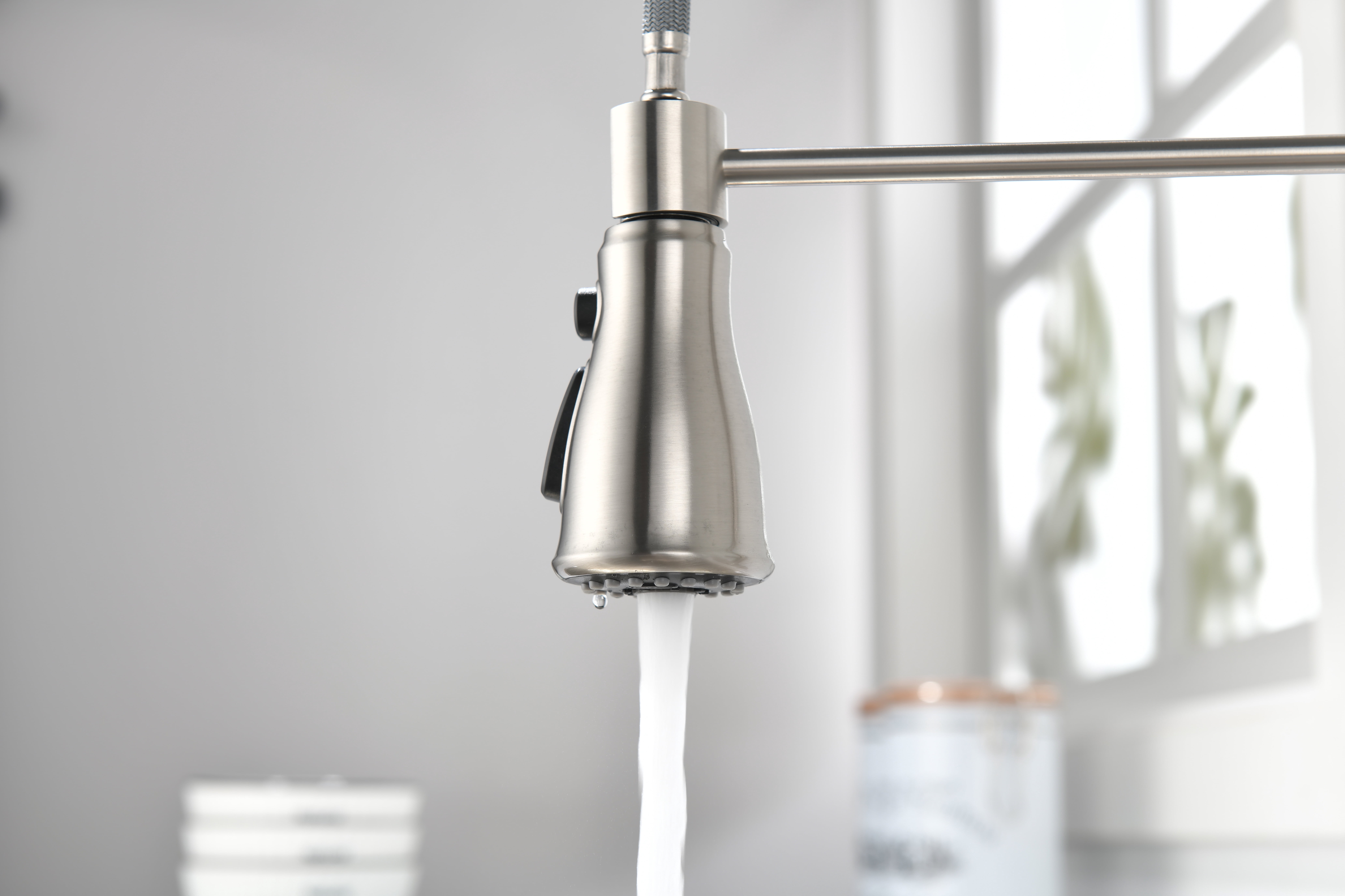 Izzovium Touch Kitchen Faucet with Pull Down Sprayer, Brushed Nickel Stainless Steel, 360-Degree Rotating Nozzle, Single Handle Control for Easy Water Temperature Adjustment