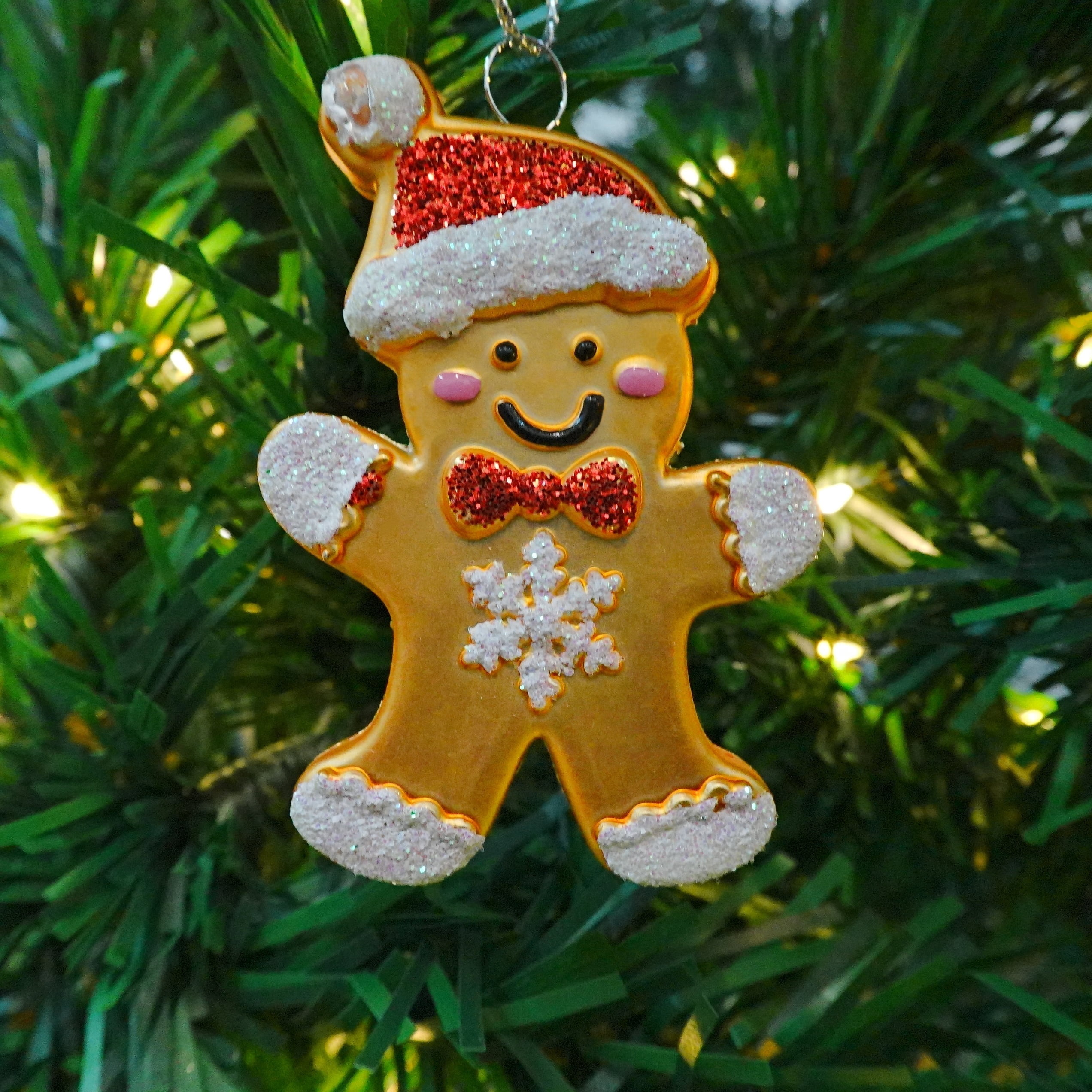 4-Count Red/White/Gold Gingerbread Man Mini Christmas Ornaments, 2.5", by Holiday Time