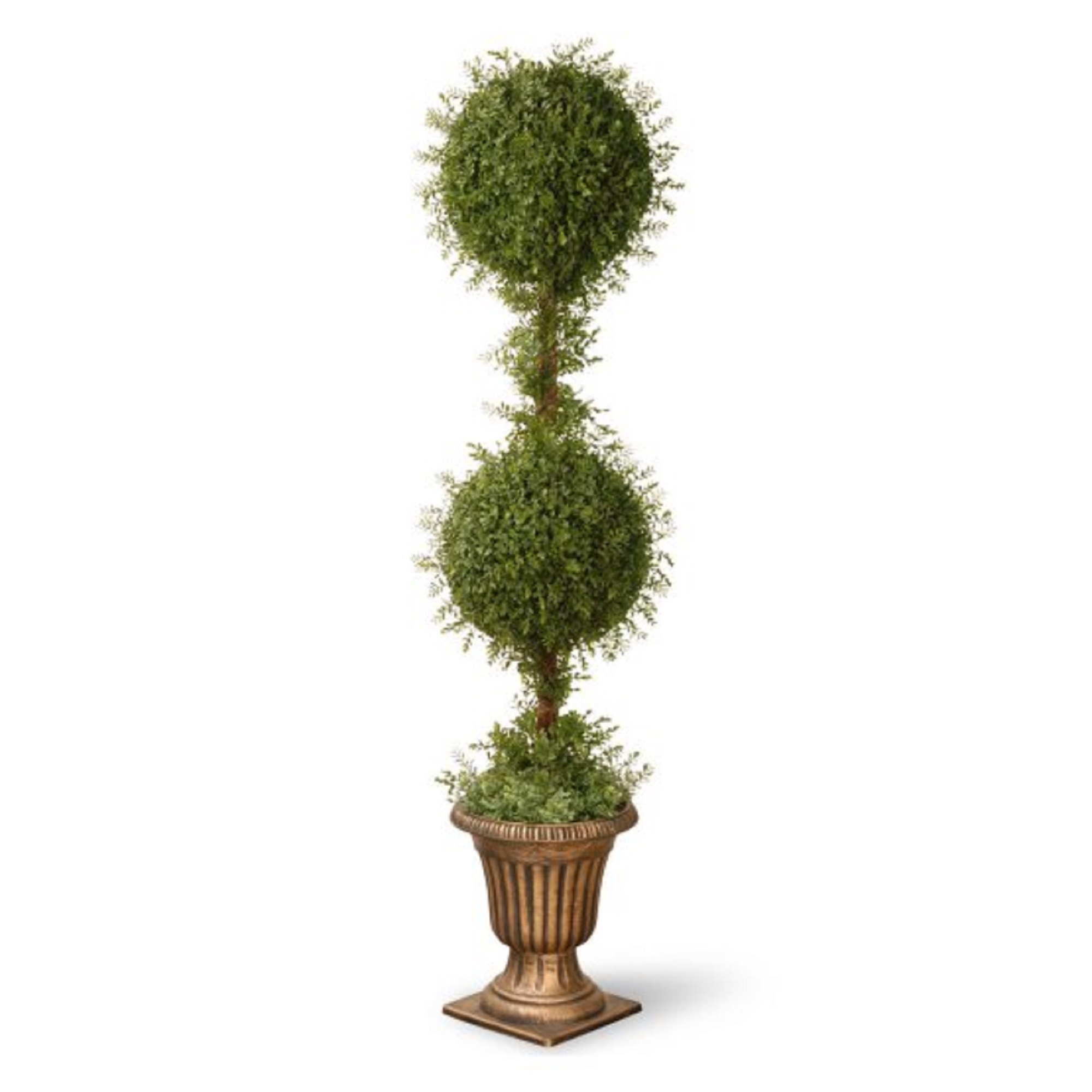 60" Potted Artificial Gold Mini Tea Leaf Ball Topiary ...