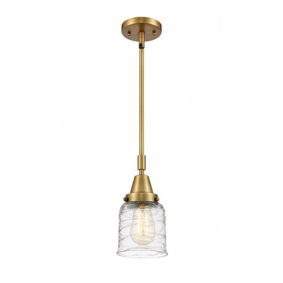 447-1S-BB-G513-Innovations Lighting-Bell - 1 Light Stem Hung Mini Pendant In Industrial Style-11.13 Inches Tall and 5 Inches Wide-Brushed Brass
