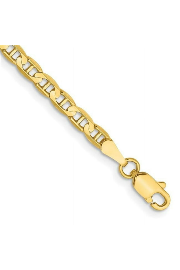 10 Karat Yellow Gold 3mm Concave Anchor Chain