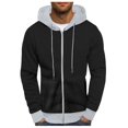 thumbnail image 1 of toraway Mens Cotton Hoodless Sweatshirt Male Autumn and Winter Color Block Hoodie Color Block Hood Pullover Thread Drawstring Sweatshirt L, 1 of 3