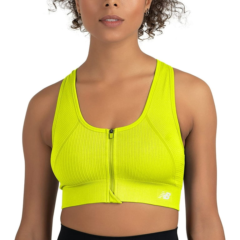 New Balance Women's Seamless MID Impact Zip Front Sport Bra with Removable  Pads 