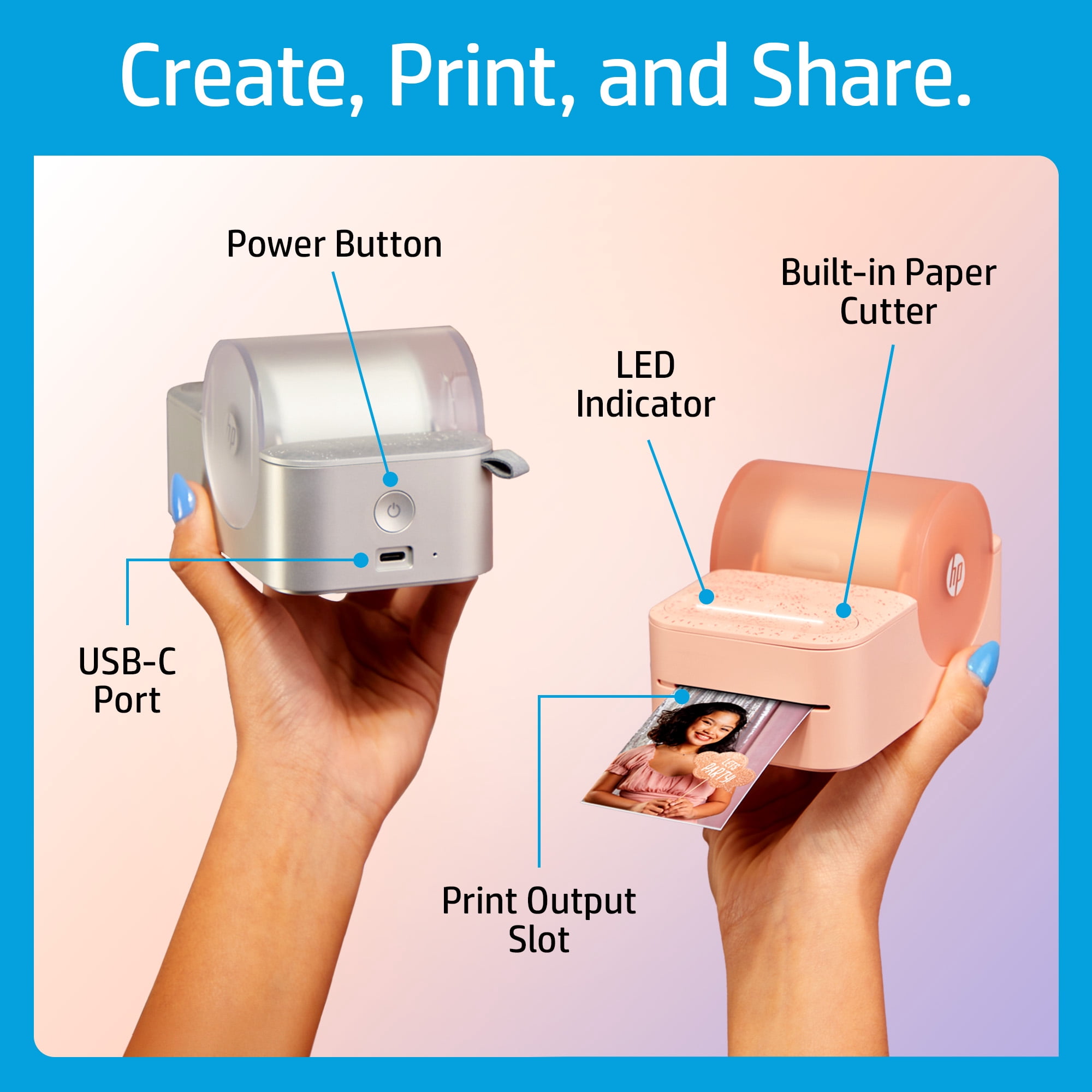 HP Sprocket Panorama Instant Portable Color Label & Photo Printer with Bluetooth