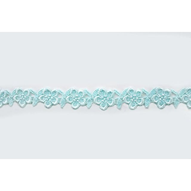 Altotux 3/4" 19 Colors Small Floral Embroidered Venice Lace Trim Guipure By 2 Yards (Light Blue)