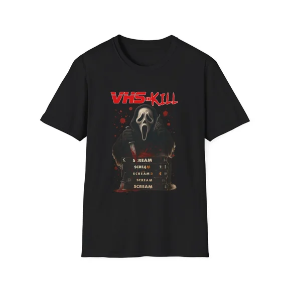 VHS and Kill Unisex Softstyle T-Shirt, Ghostface Scream Movie Tee,
