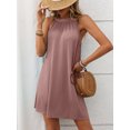 thumbnail image 7 of Women Halter Neck A Line Dress Solid Color Sleeveless Loose Fit Casual Wear Mid Length, 7 of 7