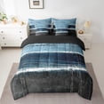 thumbnail image 2 of YST Black Navy Watercolor Bedding 7-Piece Comforter Set, Twin Size, Geometric Sea Wave, 2 of 4
