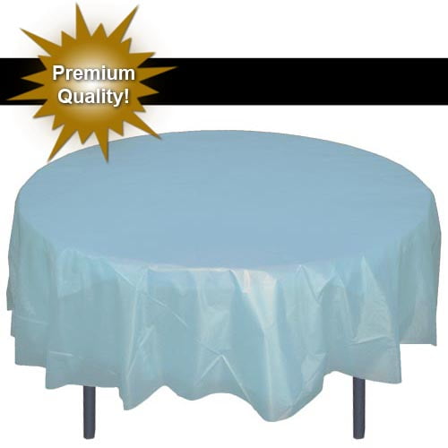 Exquisite 84” Round Tablecloth Cover Light Blue Disposable Plastic