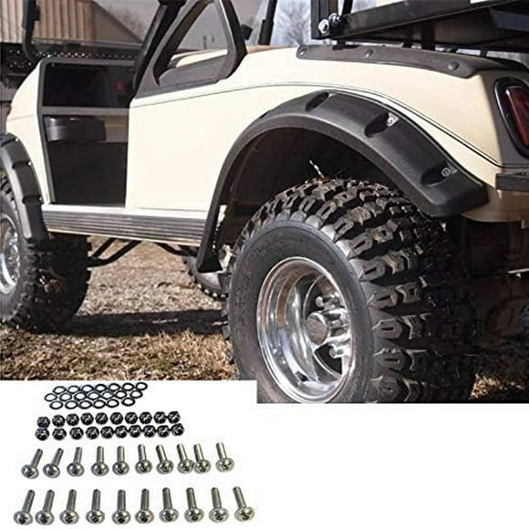 Huskey 4 Pcs Évasées de Voiturette de Golf DS avec Matériel en Acier Inoxydable pour Modèles DS 1993 et Plus g&E, en Plastique ABS Résistant aux Chocs pour Voiturette de Golf Surélevée avec Pneus Tout-Terrain