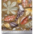 thumbnail image 1 of Soimoi Moss Georgette Fabric Bird & Leaves Printed Fabric 1 Yard 42 Inch Wide, 1 of 3