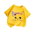 thumbnail image 2 of Spazoro Little & Big Girls Boys T-Shirts Tees, Short Sleeve Graphic Crew Neck Casual Breathable Summer Tops for Kids Unisex Yellow Size 8 T, 2 of 3