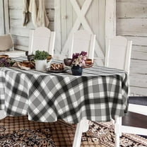 Buffalo Plaid Oval Tablecloth 60x84 Inch, Black and White Country Tablecloth Classic Rustic Polyester Waterproof Tablecloth for Farmhouse Kitchen Decor/Indoor and Outdoor Tables/Parties/Picnics