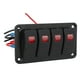 thumbnail image 4 of Panel de interruptor de Automóvil, anti corrosio DC12V 24V 4 Panel de Interruptor de Balancín de Pandillas 20a 10a Iluminación Roja Con Pegatina para Bote, 4 of 7