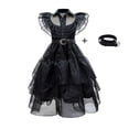 thumbnail image 1 of Girls Wednesday The Addams Family Costume Fancy Mash Dress Fiesta de cumpleaños para niños-yky, 1 of 1