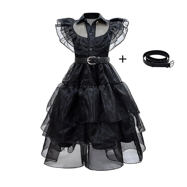 Girls Wednesday The Addams Family Costume Fancy Mash Dress Fiesta de cumpleaños para niños-yky