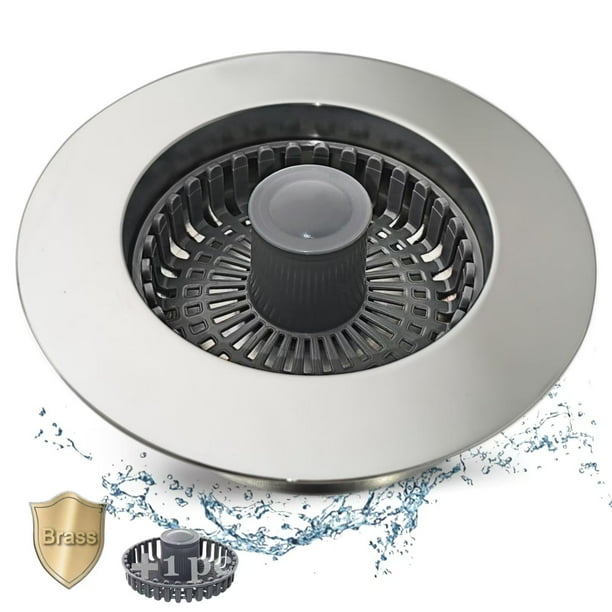 Colador de desagüe para fregadero de cocina Anlige, de latón, 3 en 1, desplegable, 9 cm