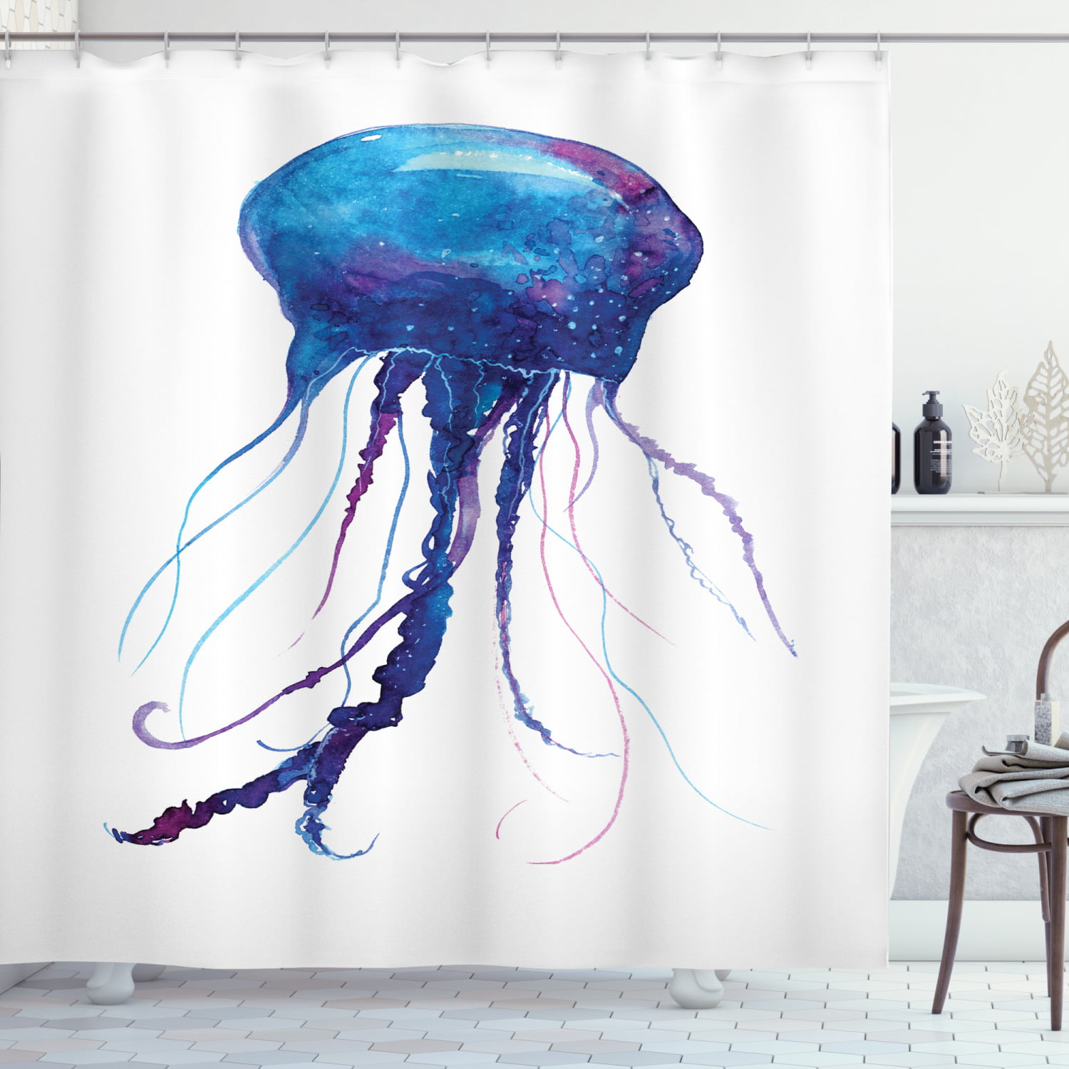 Details about   Jellyfish Shower Curtain Aqua Colors Creative Print for Bathroom 