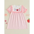 thumbnail image 5 of Toddler Little Girl Back to School Outfit First Day of School Pre Kindergarten Plaid Smocked Short Sleeve Dress Summer Clothes 2-7T, 5 of 9