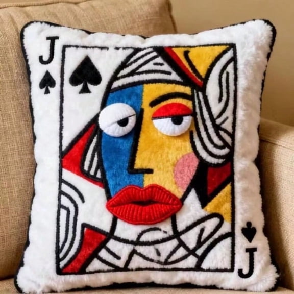Popular Plush Embroidered Poker Card Embroidered Pillow Cushion