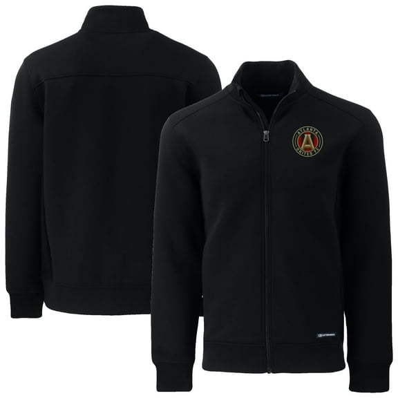 Men's-Cutter & Buck Black Atlanta United FC Big & Tall Roam Eco Tri-Blend Recycled Full-Zip Jacket