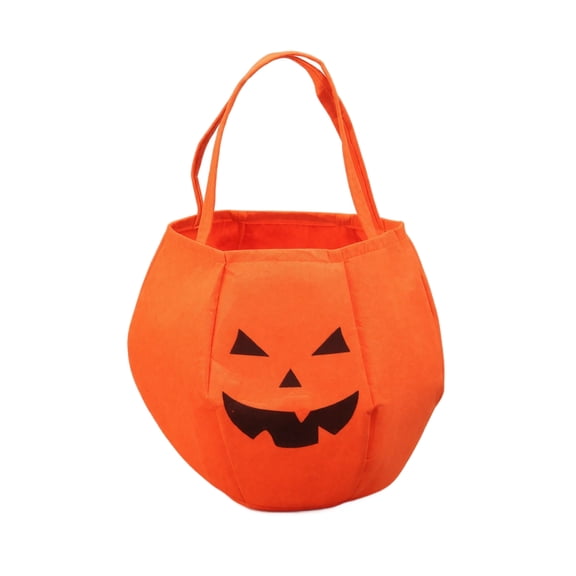 3D Halloween Pumpkin Candy Pouch, Non-woven Fabric Treat Tote Festive Goodie Bag, Lightweight Costume Prop for Trick or Treating Events