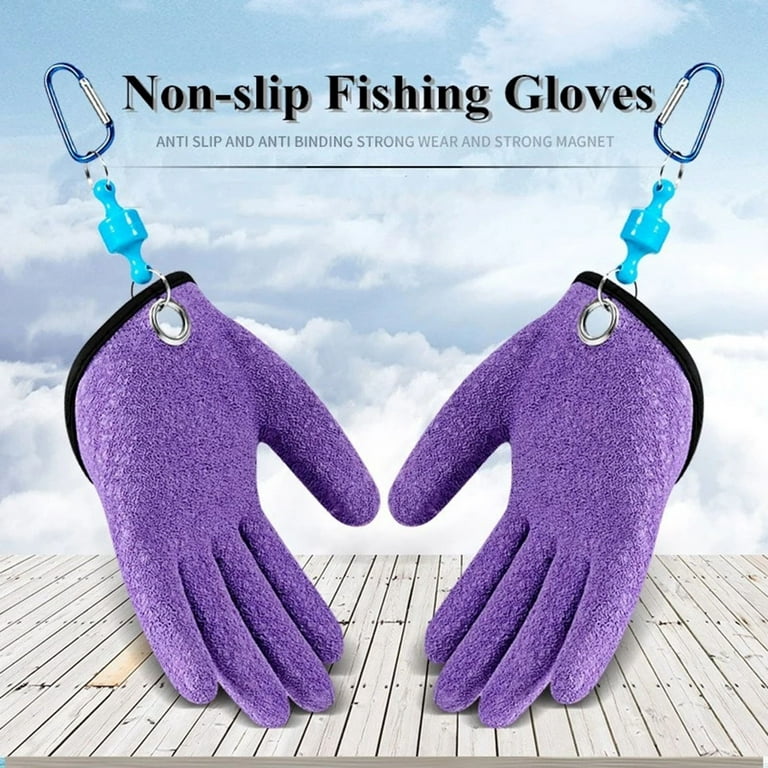 Grofry 1Pc Left/Right Fishing Glove Thickened Non-slip Lightweight Outdoor  Fish Catching Waterproof Glove for Fisherman Purple 