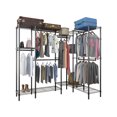 thumbnail image 3 of iRerts Portable Clothes Rack with Shelves, Garment Rack Heavy Duty Clothes Rack, 4 Tiers Adjustable Wire Shelving Clothing Racks with 6 Hanging Rods, Freestanding Metal Closet Rack Wardrobe, Black, 3 of 4