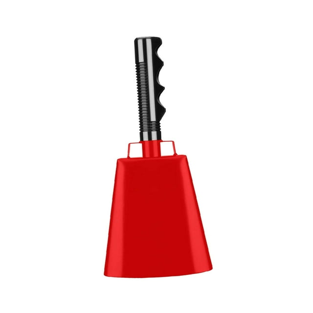 Langgg Cloche de Cowbell avec Poignée pour Concerts à la Ferme Jeux de Football Bleu Rouge Longueur Totale 26cm