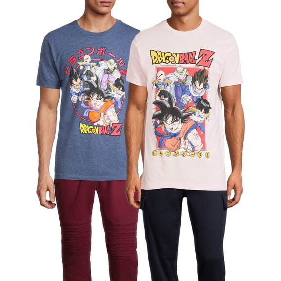 Men's & Big Men's Dragon Ball Z Short Sleeve Graphic Tees 2-Pack, Sizes S-3XL, Anime Graphic Tees
